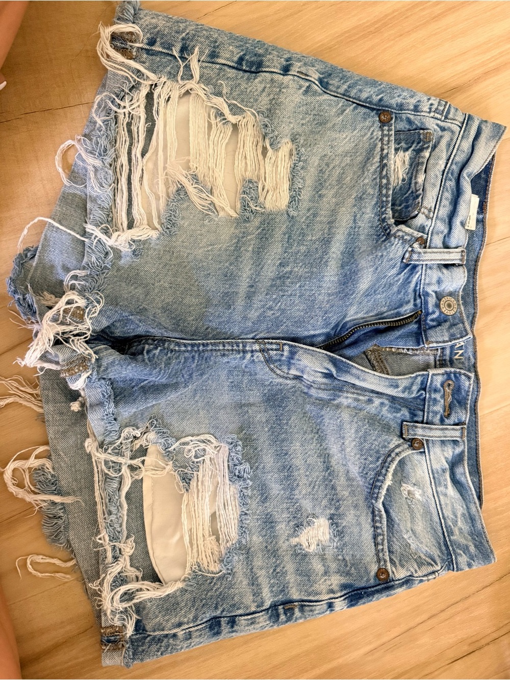 American Eagle Outfitters Distressed Light Blue Denim Jean Shorts